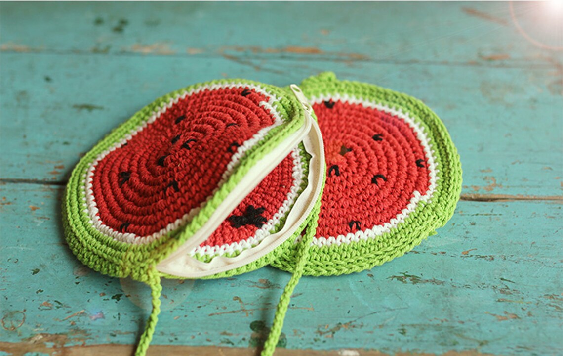 Crochet watermelon bag crossbody bag coin purse fruit bag Etsy