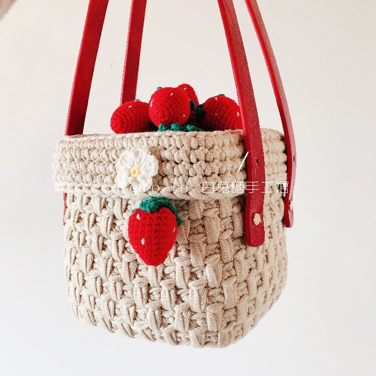 Crochet Strawberry Bagcrochet Strawberry Bucket Bagcrochet | Etsy