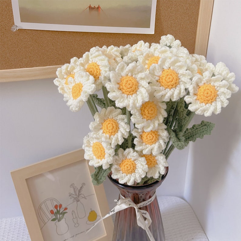 Crochet Daisy Flowers Bouquet Ornaments A Bunch of Flower Etsy