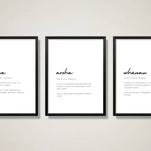 Mana, Aroha, Whanau - Bundle - Maori Wall Art - New Zealand Art - Graphic Print