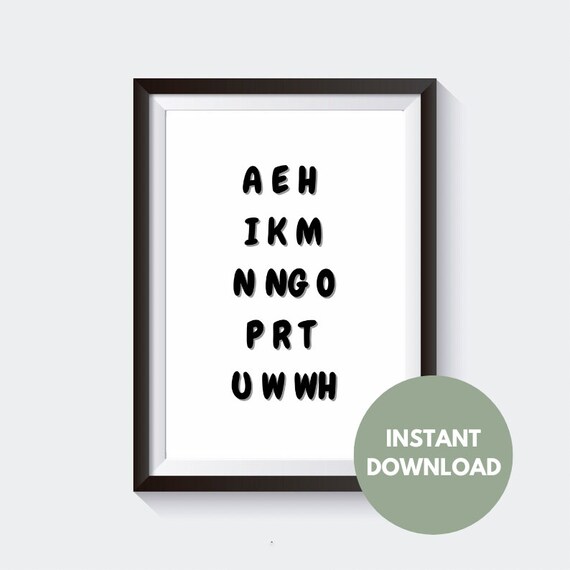 Maori Alphabet AEIOU Maori Wall Art Digital Print New Etsy