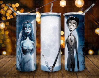 Ddisney Halloween Corpse Bride 20oz Skinny Tumbler Sublimation Disneyy Cartoon Mickey Mouse Victor Emily Tumbler Gift For Ddisney Lover