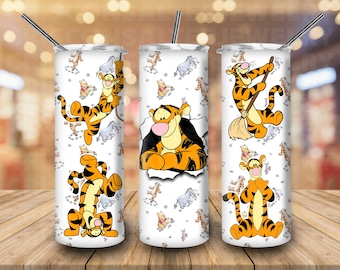 Ddisney Tigger 20oz Skinny Tumbler Sublimation Eeyore Seamless Cartoon Piglet Pooh Eeyore Tigger Tumbler Ddisney Gift For Tigger Lovers