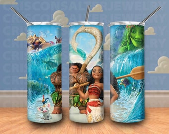 Ddisney Princess Moana 20oz Skinny Tumbler Sublimation Cartoon Maui Tumbler Moana Tumbler Ddisney Tumbler Ddisney Gift For Ddisney Lovers