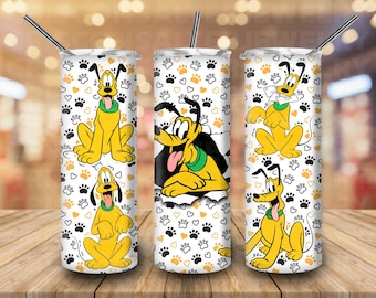 Ddisney Pluto Dog 20oz Skinny Tumbler Sublimación Pluto Seamless Cartoon Groofy Mickey Donald Pluto Tumbler Ddisney Regalo para los amantes de Pluto