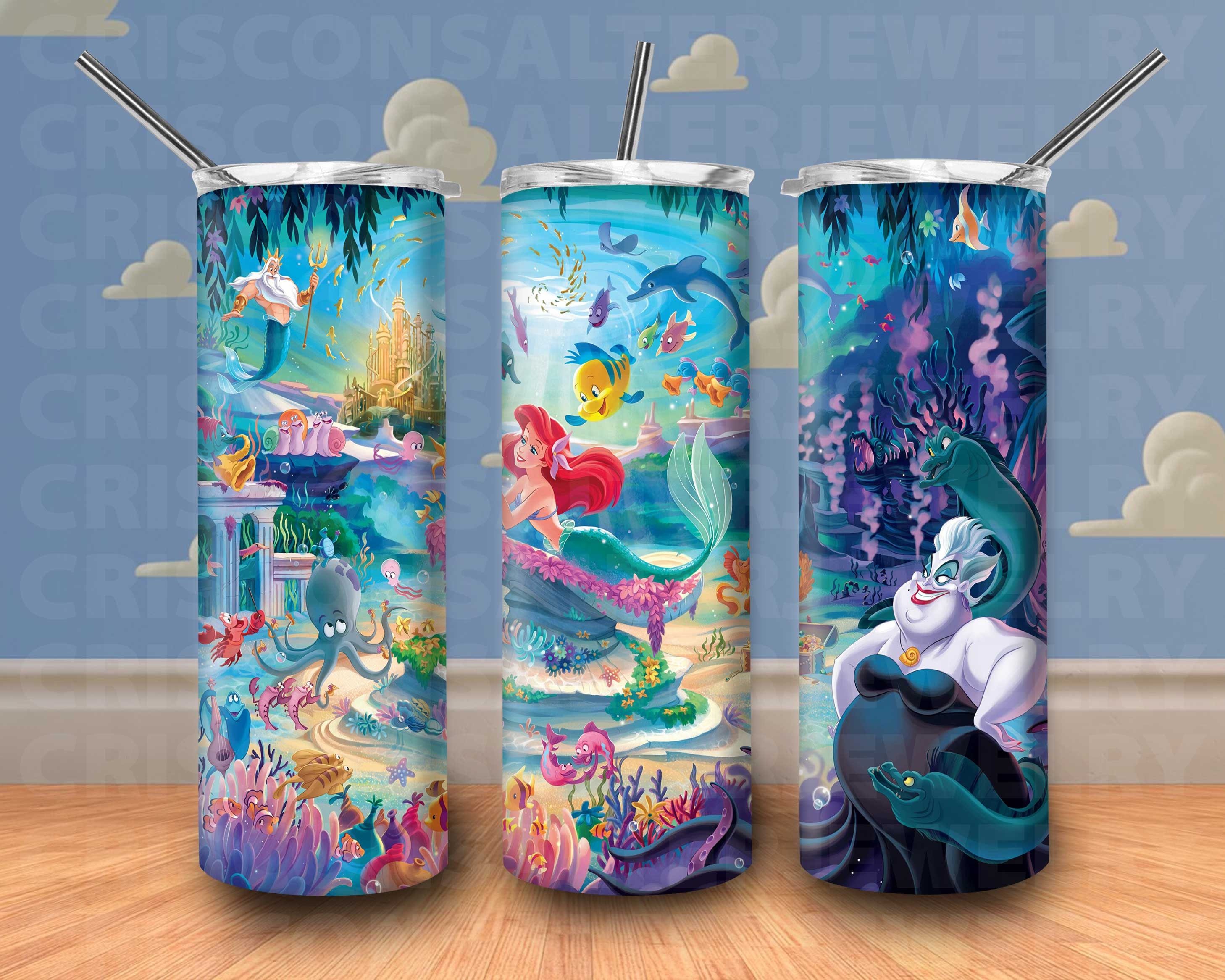 24 oz Curve Tumbler w/Handle - Mermaid Princess – MysticCharmDesigns