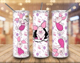 Ddisney Piglet 20oz Skinny Tumbler Sublimation Piglet Seamless Cartoon Tigger Pooh Eeyore Piglet Tumbler Ddisney Gift For Piglet Lovers