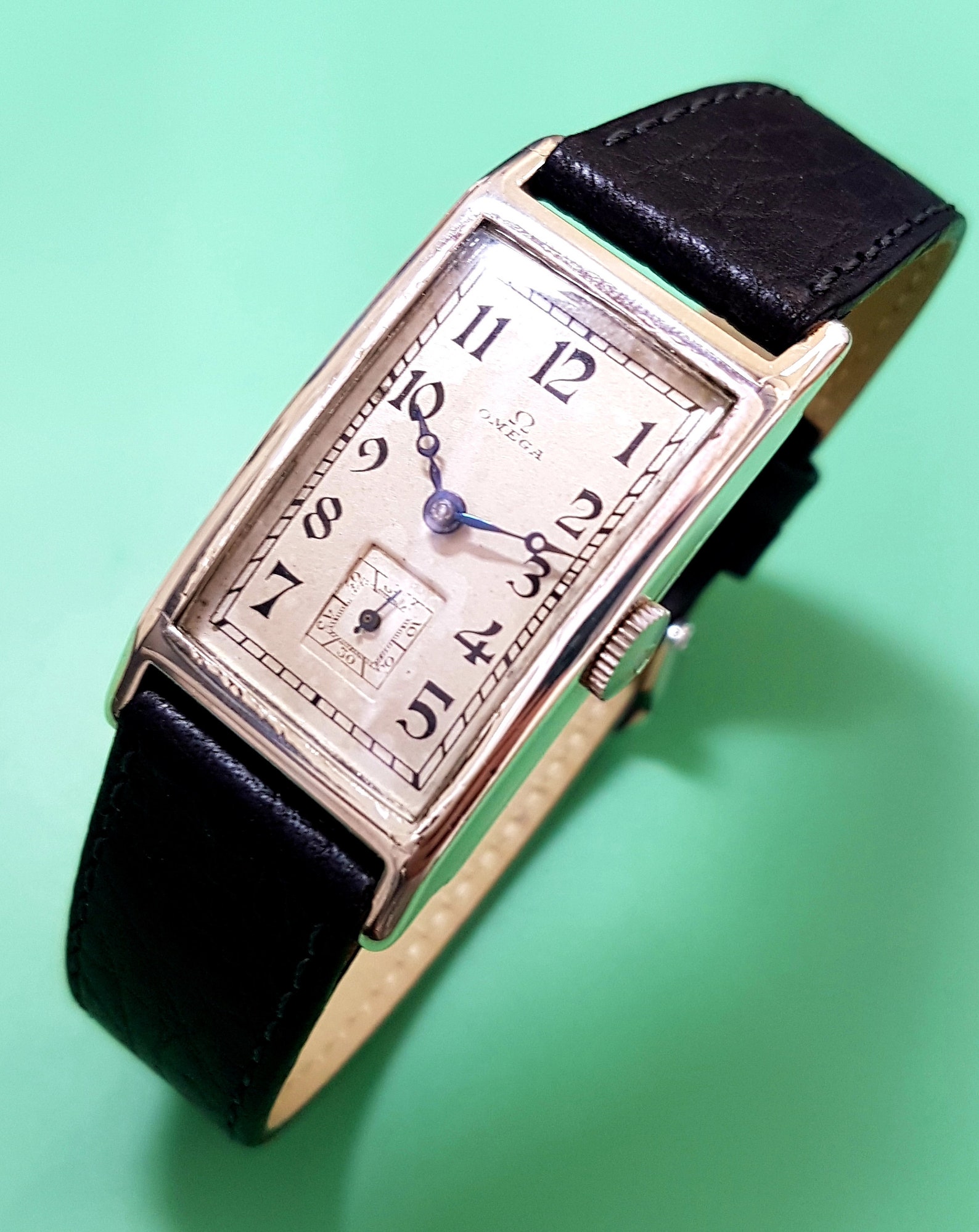 Vintage Omega tank watch c.1938 Silver case Etsy