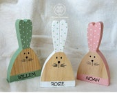 Birth detail Bunnies | painted wood | Baby Name Gifts | Maternity gift