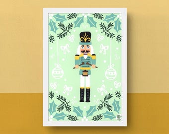 Nussknacker Print Grün Mint | A4 Gedruckte Kopie der Original Papier Kunst Collage