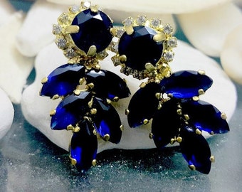 Gold Swarovski Earrings, Sapphire Studs, Prong Earrings, Gemstone Studs, Wedding Earrings Bridal Jewelry, Birthstone Earrings