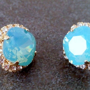 Cocktail Ohrstecker, Minze Swarovski Kristall Ohrstecker, Ohrstecker, Ohrstecker, Pacific Opal, Braut Ohrringe, Brautjungfer Ohrringe