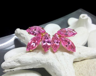 Rose Quartz Swarovski Rose Gold Bridal Earrings