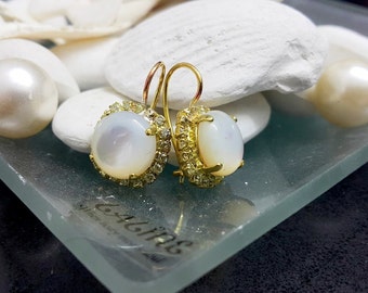 SALE! Shell pearl earrings,gold filled earrings,real stone earrings,mother of pearl earrings,genuine shell jewelry,wedding gift