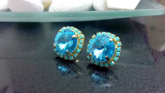 Swarovski blue topaz sale earrings