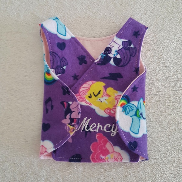 Personalized NICU Incubator vest Micro preemie top neonatal baby girl smock Premature clothes My Little Pony print Reborn