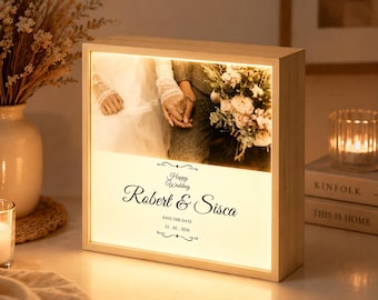 Custom Wedding Photo Lightbox - Custom Wooden LED Light Box – Original Wedding Gift – Wedding Decor – Wedding Light Box