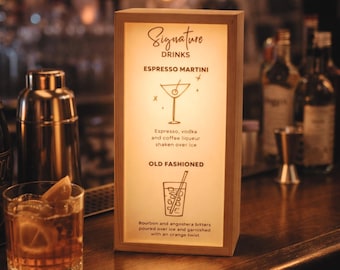 Cocktail Lightbox – Signature Drinks Light Box – Home Bar Decor LED Lamp – Espresso Martini Old Fashioned – Bar Sign – Cocktail Decor