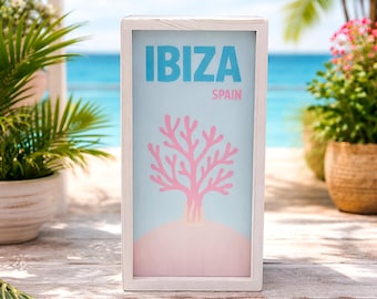 Ibiza Lightbox LED – Mediterranean Decor Lamp – Coastal Boho Lightbox – Travel Decor Ibiza – Ibiza Gift – Wooden LED Light Sign - Ibiza sign