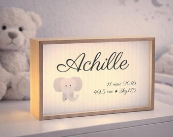 Personalized Baby Lightbox – Custom Newborn Lamp – Wooden LED Night Light – Birth Gift – Baptism Gift – Nursery Decor – Unique Baby Gift