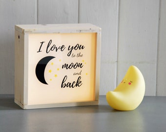 LIGHT BOX I love you to the moon and back, Lightbox with interchangeable plexiglas slide