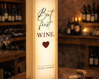 Personalized Wine Lightbox – Wooden LED Light Box – Wine Lover Gift – Wine Bar Decor – Lighted Wine Sign – Wine Box Lamp - Custom wine gift