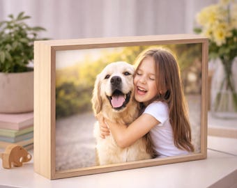 LED light box with interchangeable plexiglas slide to customize with text or photos of your choice