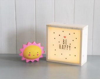 Lightbox BE HAPPY, Lightbox with interchangeable plexiglas slide
