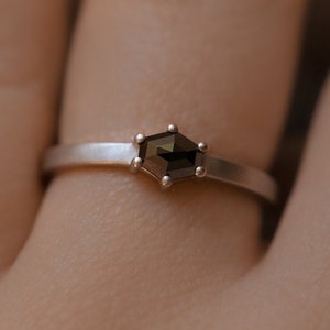 Black Diamond Engagement Ring Fine Jewelry Minimalist White Gold Ring image 1