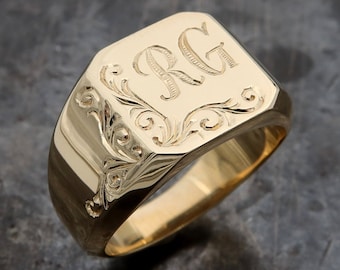 Personalized Engraved Signet Ring || Fine Jewelry || Solid Gold Signet Ring