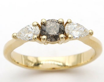 Zout en peper diamanten ring || Clusterverlovingsring || Art-deco-sieraden