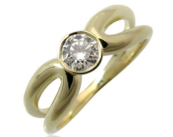 Diamanten verlovingsring || Art-deco-sieraden || Oneindige gouden diamanten ring