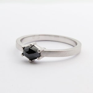 Black Diamond Engagement Ring Fine Jewelry Minimalist White Gold Ring image 2