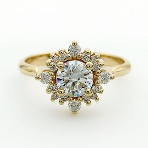 Flower Gold Engagement Ring Multi Diamond Ring Fine Diamond Jewelry image 2