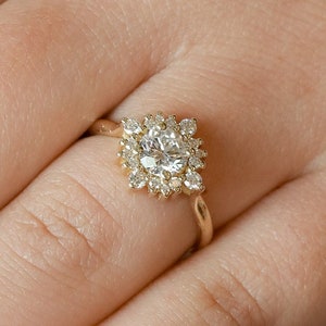 Flower Gold Engagement Ring Multi Diamond Ring Fine Diamond Jewelry image 1