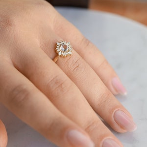 Flower Gold Engagement Ring Multi Diamond Ring Fine Diamond Jewelry image 8