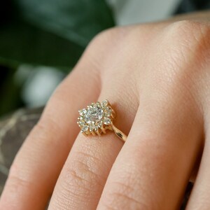 Flower Gold Engagement Ring Multi Diamond Ring Fine Diamond Jewelry image 6