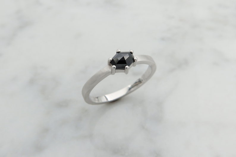 Black Diamond Engagement Ring Fine Jewelry Minimalist White Gold Ring image 3