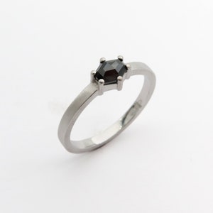 Black Diamond Engagement Ring Fine Jewelry Minimalist White Gold Ring image 4