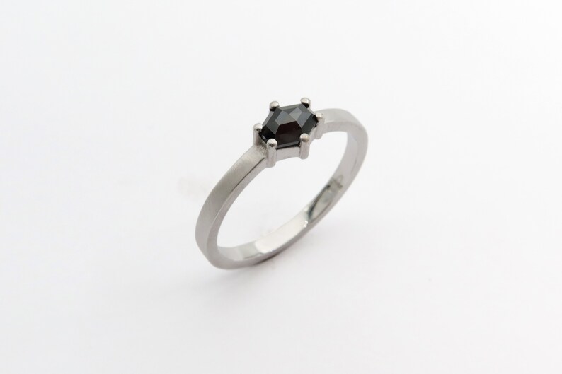 Black Diamond Engagement Ring Fine Jewelry Minimalist White Gold Ring image 4