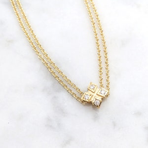 14K Solid Gold And Diamond Bracelet / Diamond Charm Bracelet / Diamond Clover Charm Bracelet/ 14K Gold Diamond Bracelet image 6