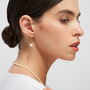 Diamond And Pearl Threader Earrings image 7