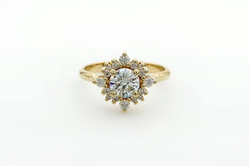 Flower Gold Engagement Ring Multi Diamond Ring Fine Diamond Jewelry image 2