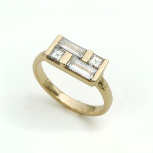 Art Deco Diamond Engagement Ring, Baguette Diamond Ring, Modern Multi Diamond Ring image 4