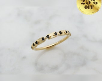 Eternity Wedding Band || Black Diamond Eternity Band || 14k Gold Black Diamond Jewelry