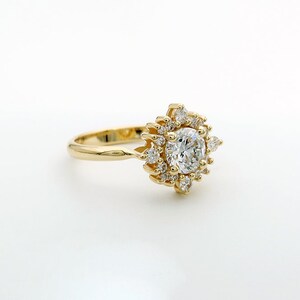 Flower Gold Engagement Ring Multi Diamond Ring Fine Diamond Jewelry image 3