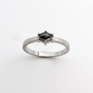 Black Diamond Engagement Ring Fine Jewelry Minimalist White Gold Ring image 6