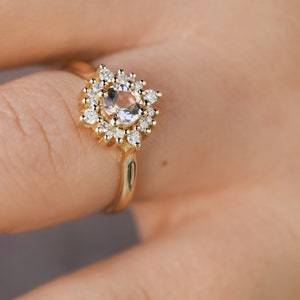 Flower Gold Engagement Ring Multi Diamond Ring Fine Diamond Jewelry image 4