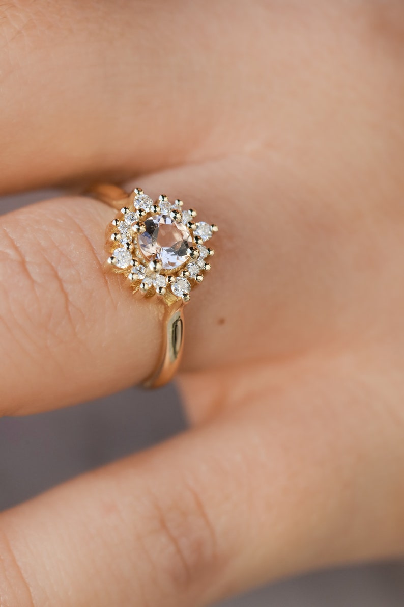 Flower Gold Engagement Ring Multi Diamond Ring Fine Diamond Jewelry image 4