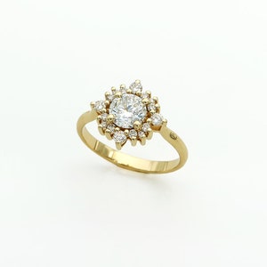 Flower Gold Engagement Ring Multi Diamond Ring Fine Diamond Jewelry image 5